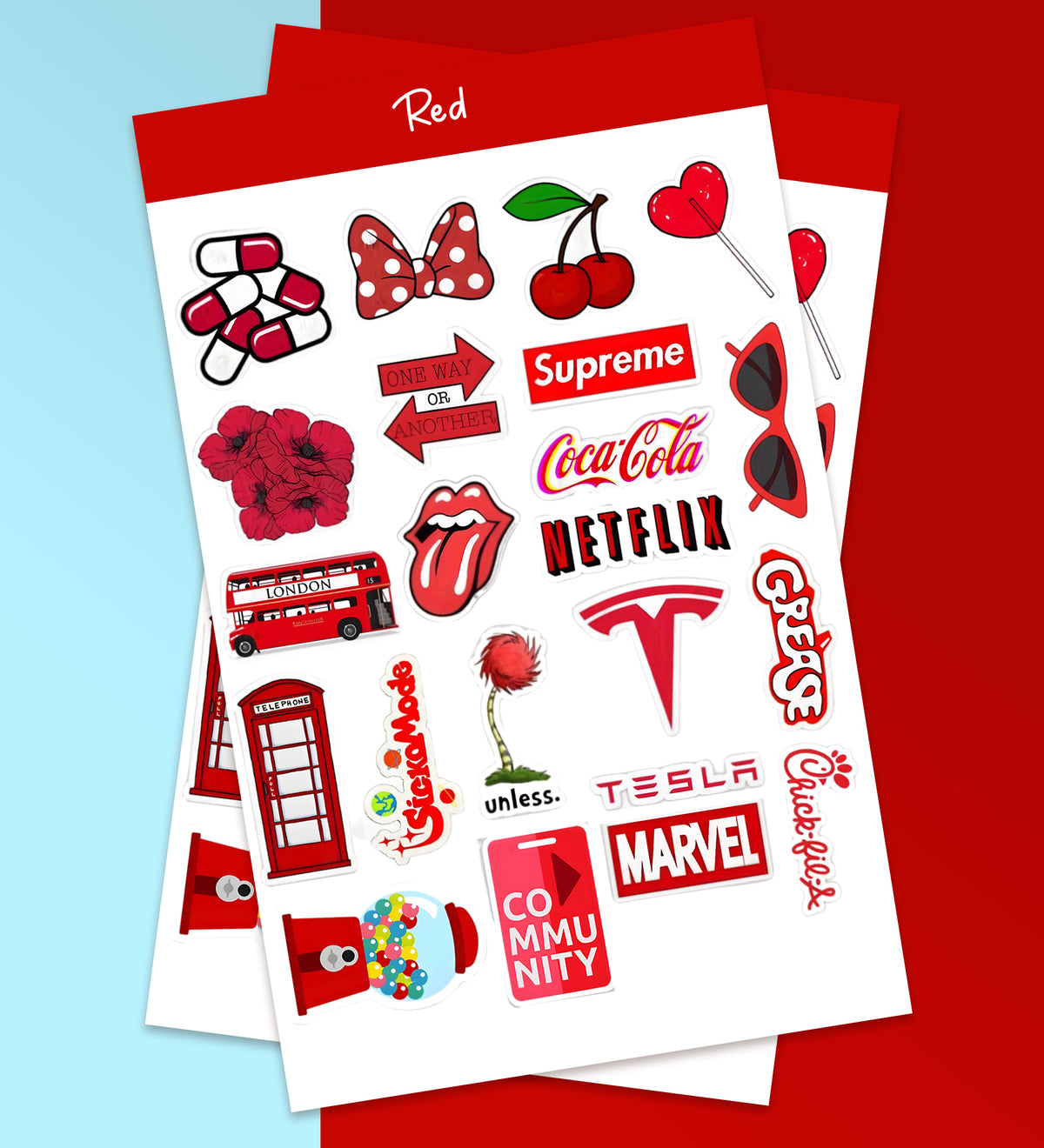 Red - Aesthetic Sticker Sheet – Peeekaboo