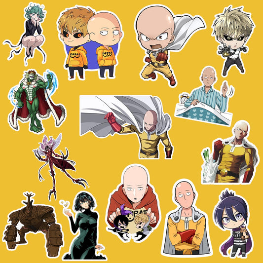 Collection of animated characters on a yellow background