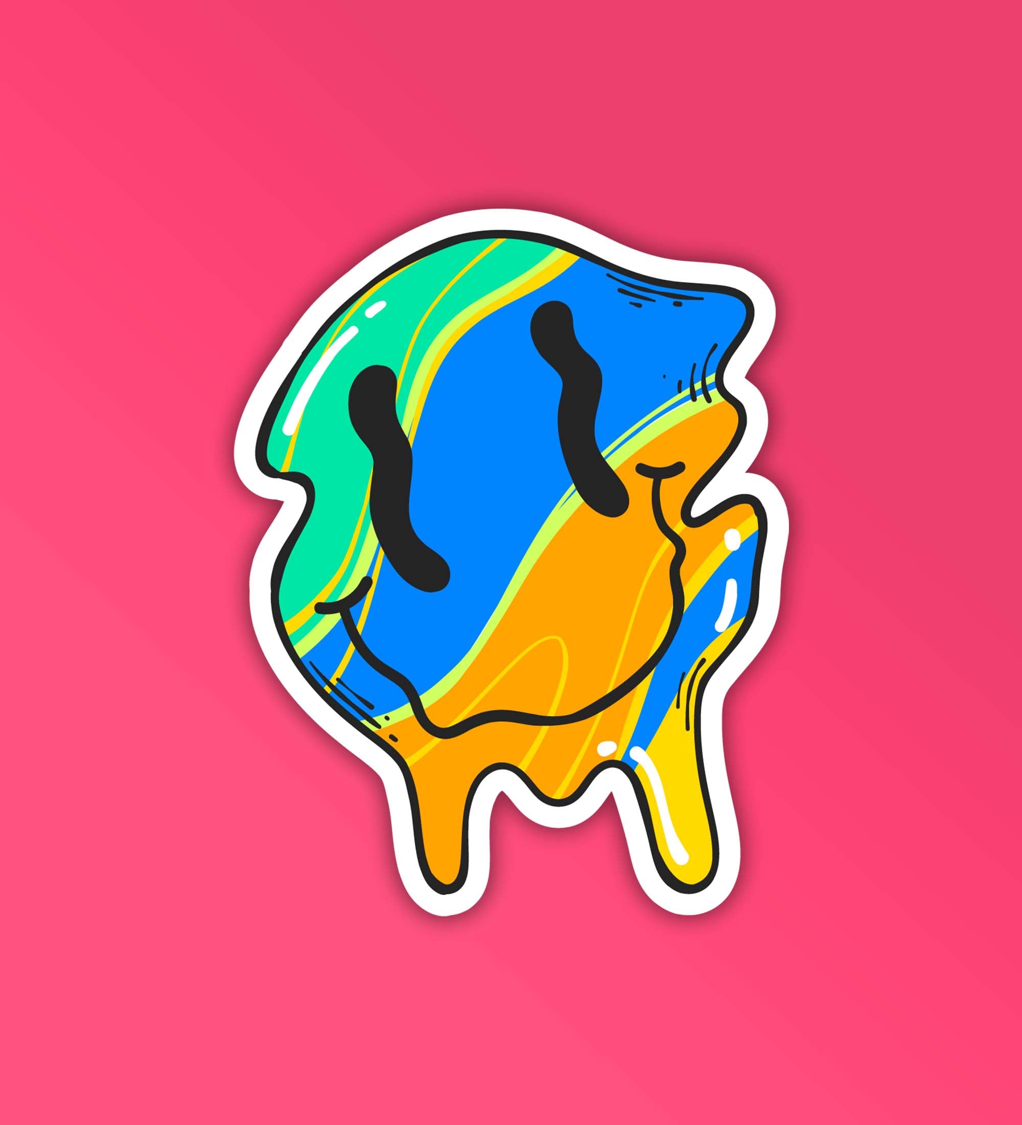 Smirky Sticker Trippy Smiley Sticker – Peeekaboo