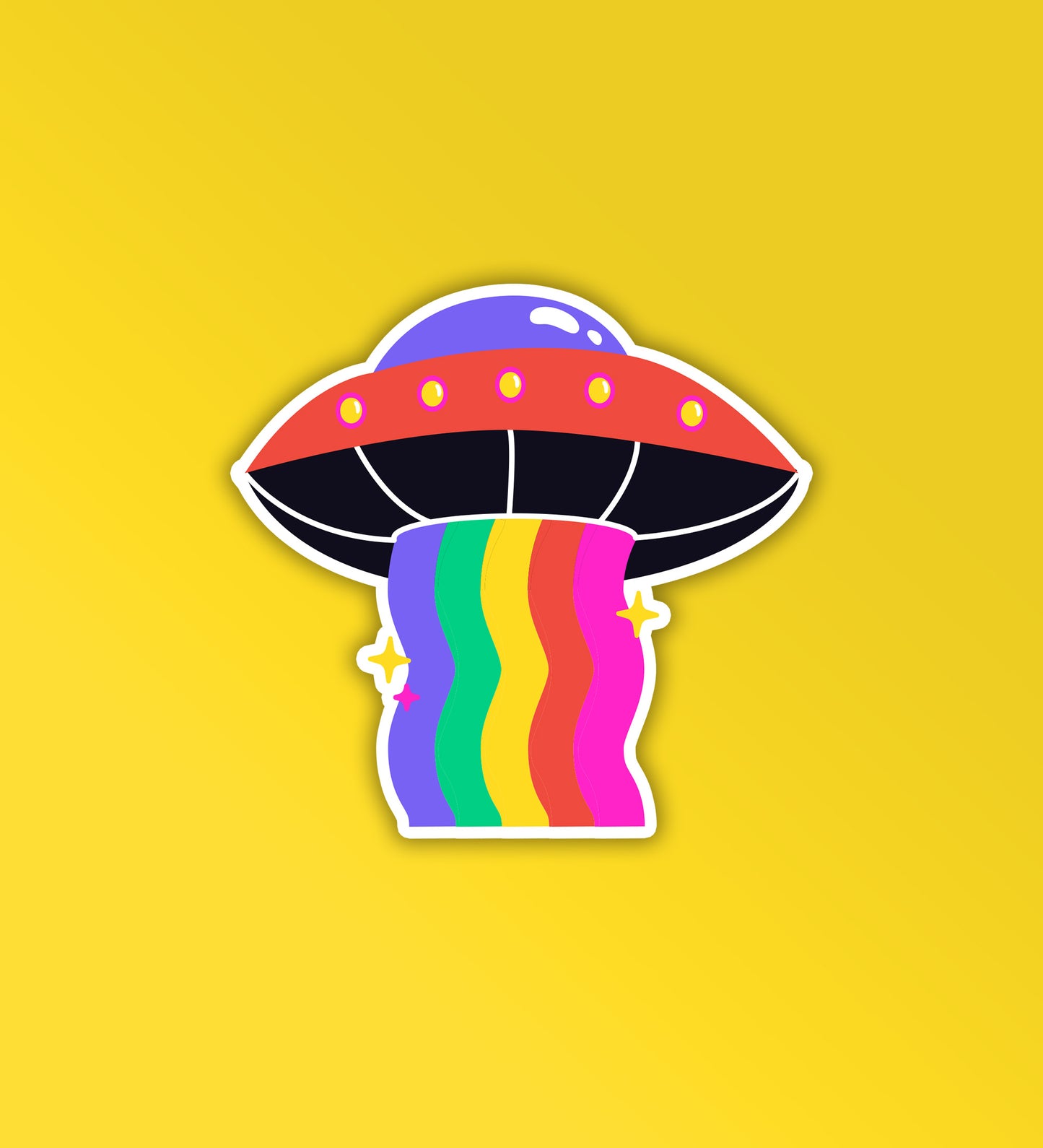 SpaceShip Rainbow Sticker