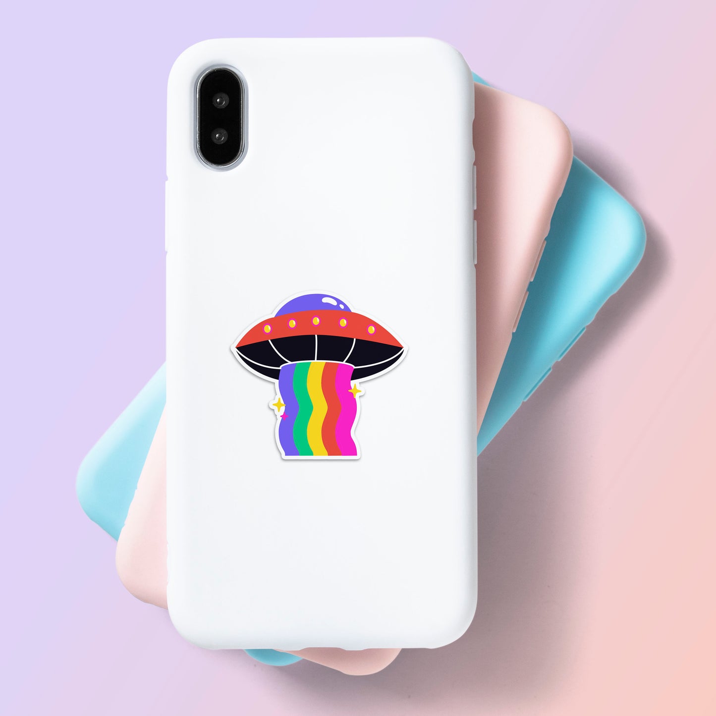 SpaceShip Rainbow Sticker