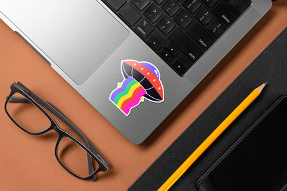 SpaceShip Rainbow Sticker