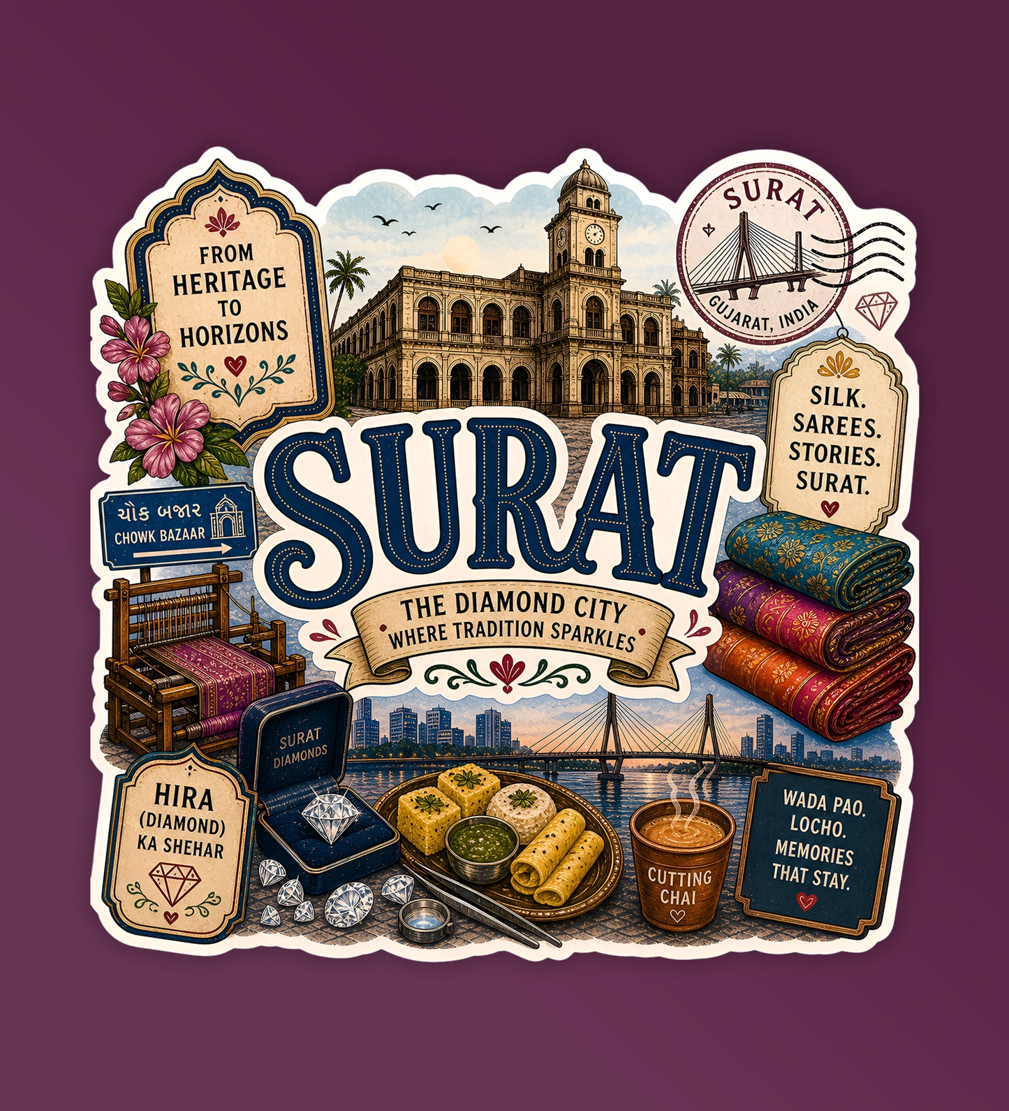 Surat - Indian City Laptop / Phone Stickers