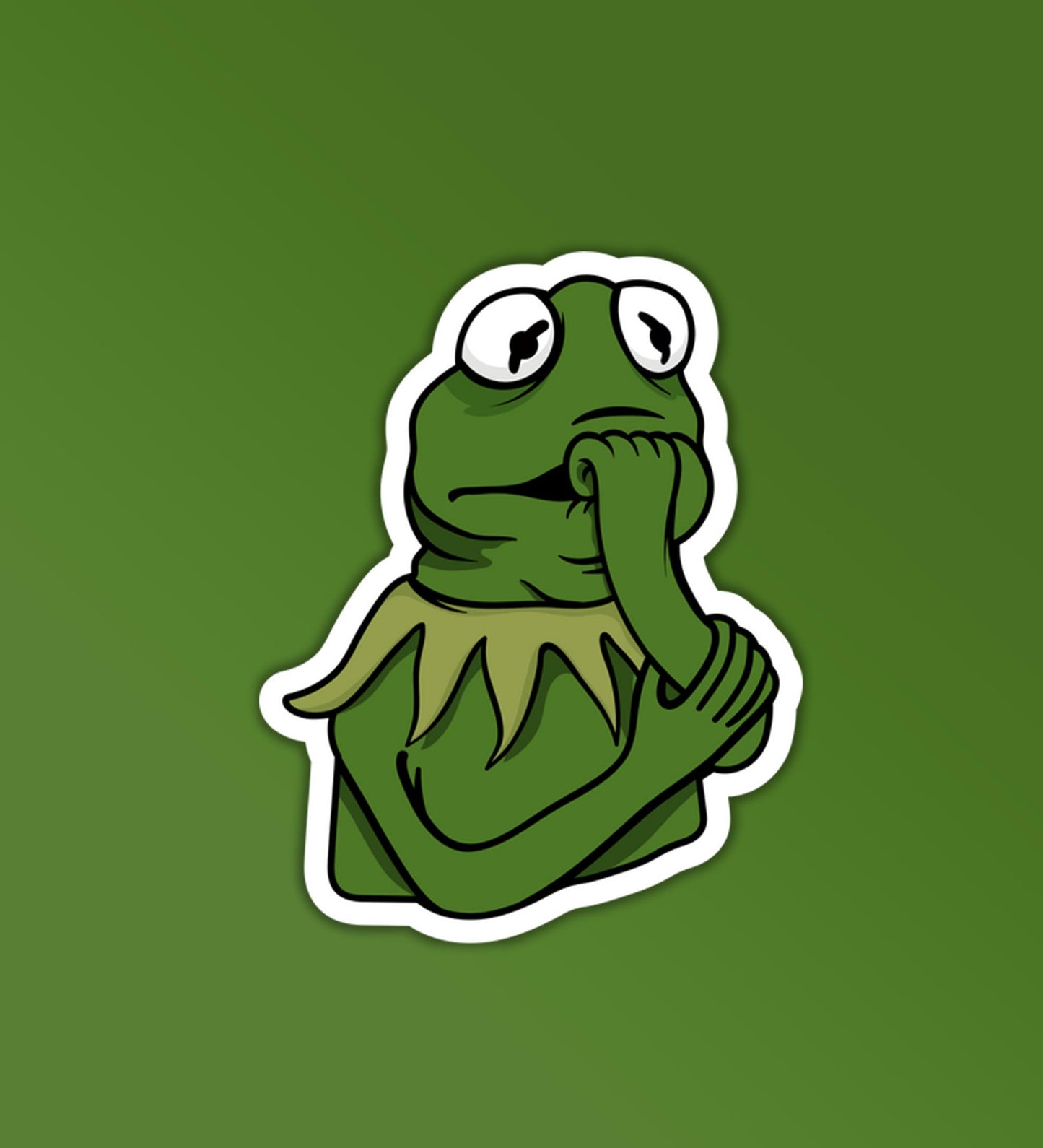 Thoughtful Froggy Meme - Vinyl Laptop / Mobile Sticker