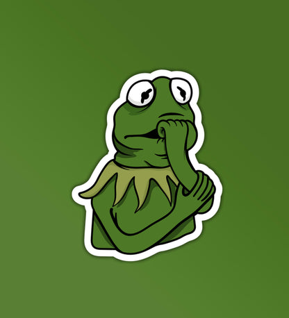 Thoughtful Froggy Meme - Vinyl Laptop / Mobile Sticker