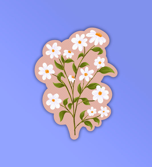 White Flowers - Laptop & Mobile Stickers