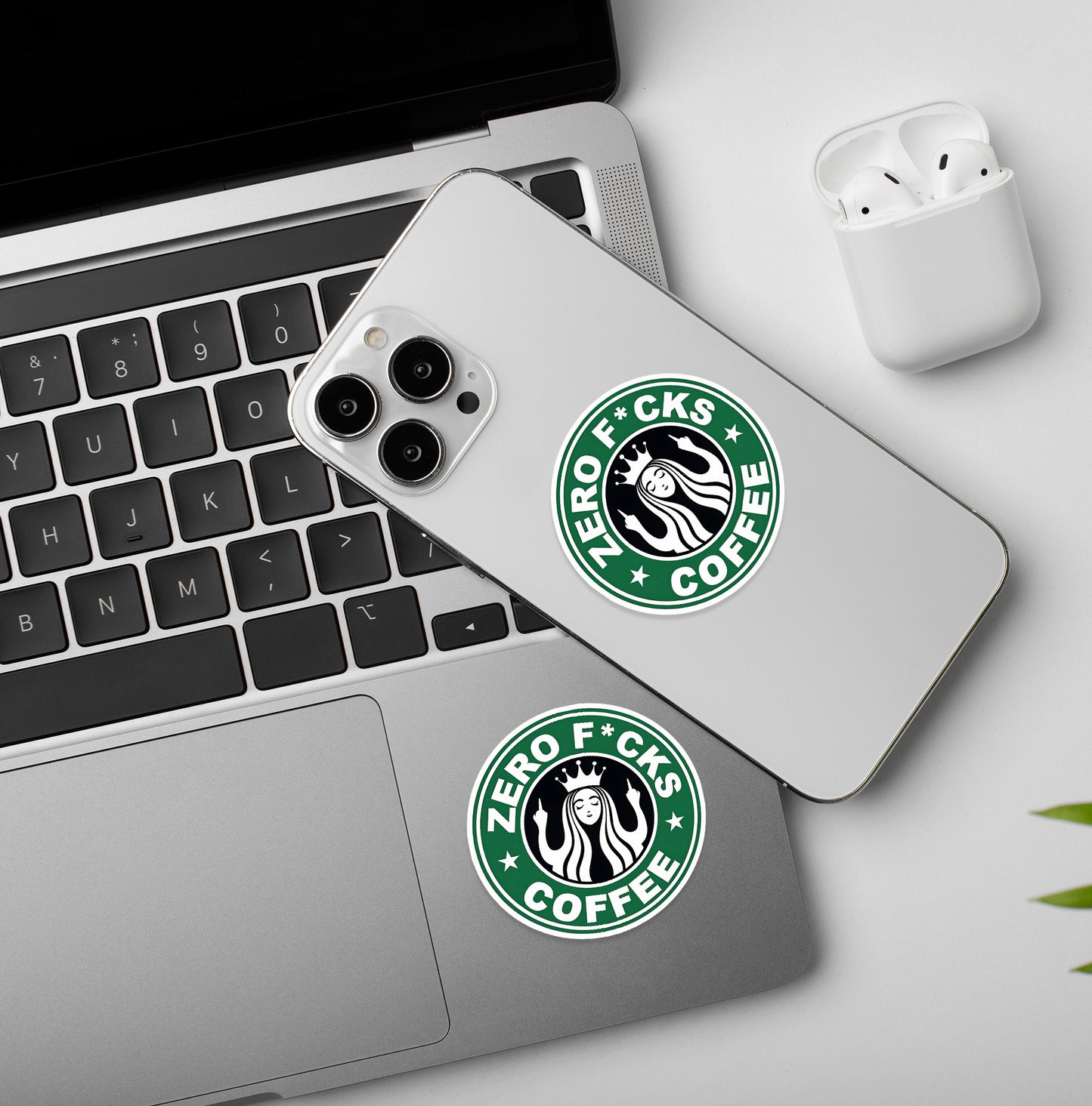 Zero Fcks Coffee - Laptop & Mobile Stickers