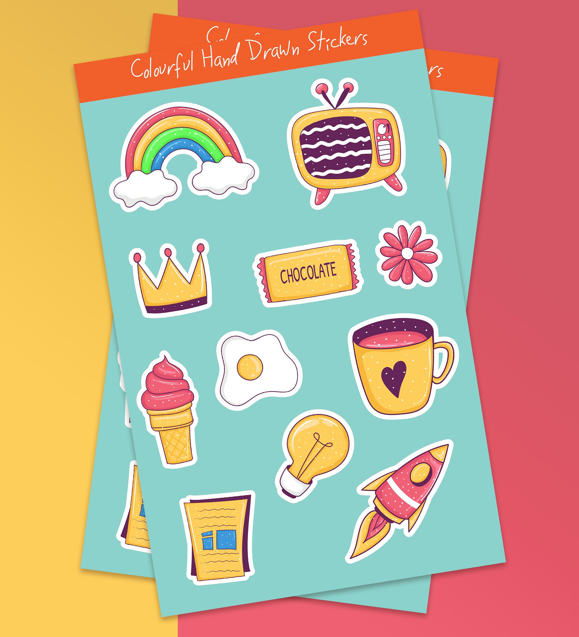 Colourful Hand Drawn Sticker Sheet – Peeekaboo